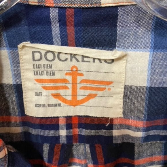 Blue & Red Plaid DOCKERS Mens M Long Sleeve Shirt - Picture 4 of 5